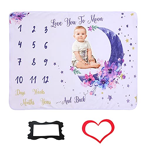 Eralove Baby Monthly Milestone Blanket for Newborn Girl Moon Photo Blanket Growth 60