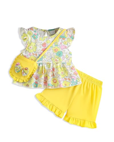 Image of Weebaby Toddler Girl Clothes Baby Summer Outfits Sleeveless Halter Top Ruffle Short Set Cute Kids Clothes Girls