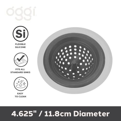 Tapón de fregadero de silicona y metal 4.6" gris miniatura 2