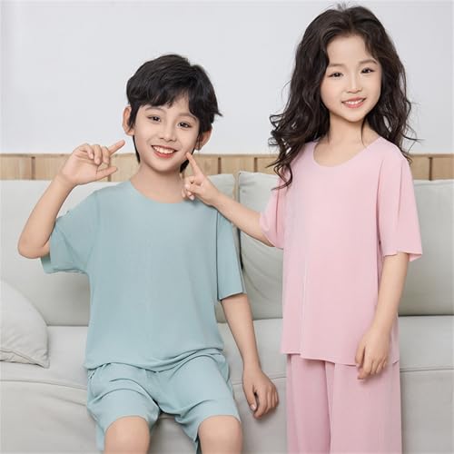 Boys Girls 2 Piece 𝐏ajamas Set Summer Kids Short Sleeve 𝐏𝐣𝐬 Plain Tshirt Pants Shorts Soft Outfits 𝐒leepwear2