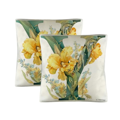 EtherSpher floralmorphic Letter y Yellow Ginger Flower Oil Painting Decorative Satin Pillowcase Zipper Little Girls Pillow Cases Pillow Cases Pack of 12 18x18