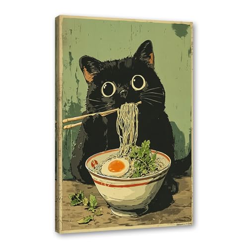 Toile murale chat japonais deco vintage de cuisine et salon