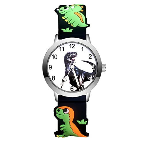 Reloj de niña Dibujos Animados de Moda Estilo de Dinosaurio Lindo Relojes Estudiantes Niñas Niños Cuarzo Reloj de Pulsera de Silicona 3D Relojes para niñas (Color : Sky Blue)