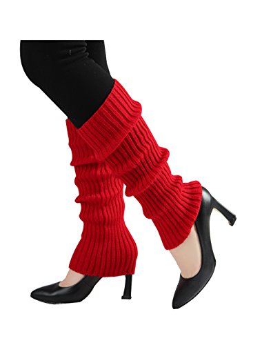 Image of uxcell Women's Knitted Design Solid Warm Thick Knee High Length Ribbed Leg Warmers