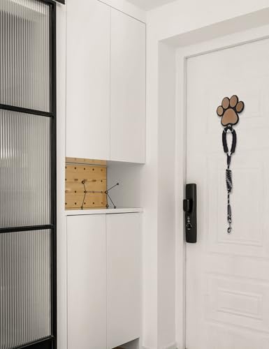Gxdamxz Hunde Garderobe, Hundegarderobe Holz Hundeleinenhalter Wand für Hundezubehör & Halsband, Dog Leash Holder for Wall, Schwarz