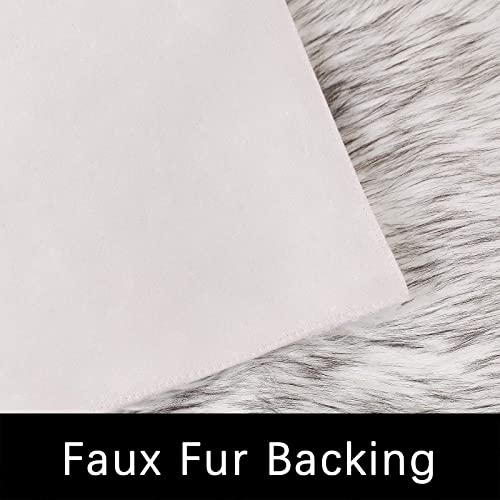 Latepis White With Grey Tips 2X10 Runner Rug For Hallway Faux Fur Rug Fluffy Rugs Furry Rugs Washable Rug For Living Room Hallway Rug Rectangle #TOP2