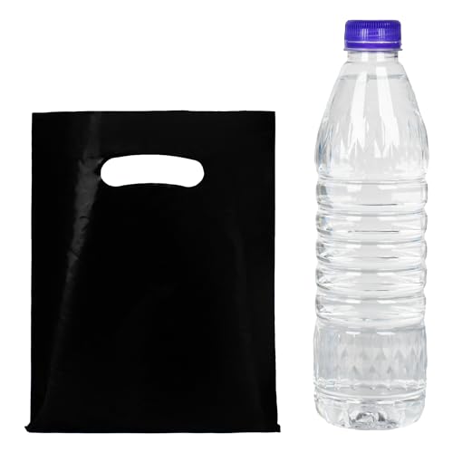 VieFantaisie 100 PCS Black Small Gift Bags, 6\"x8\" Merchandise Bags for Small Businesses, Goodie Bags Party Favor Bags for Kids, Treat Bag Retail Bag with Handle for Kids Birthday, Christmas