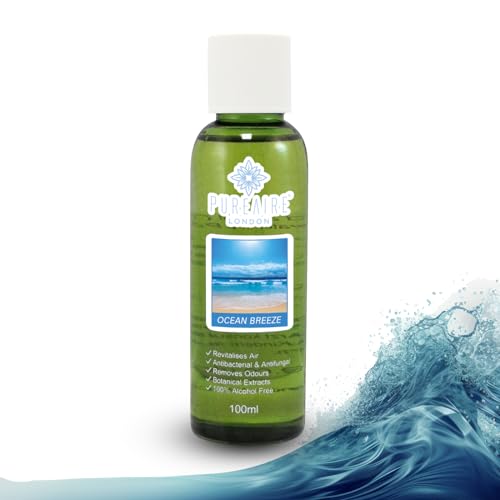 PureAire Essential Oil Blend Ocean Breeze 100ml Essential Oils For Diffusers For Home Aroma Essence for Diffusers Air Purifiers Aromatherapy Relaxation Botanical Extracts Water Soluble Fragrance Fresh