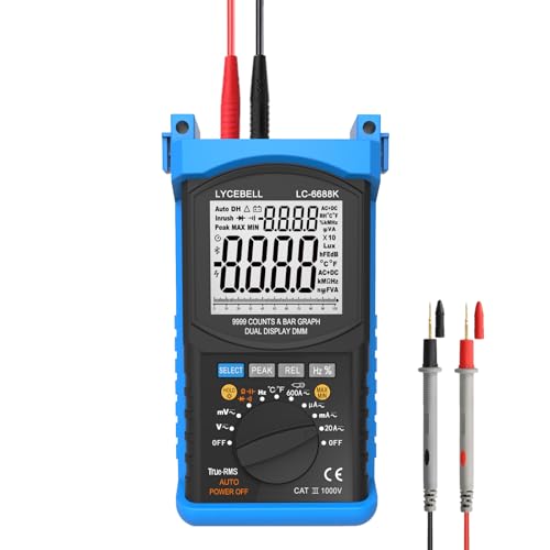 Image of Digital Multimeter 9999 Counts,Dual Display Analogue Bar Graph LCD Monitor Voltage Meter Tester Ammeter for Measures AC /DC Voltage Current Resistance Capacitance Frequency Auto Ranging Diodes