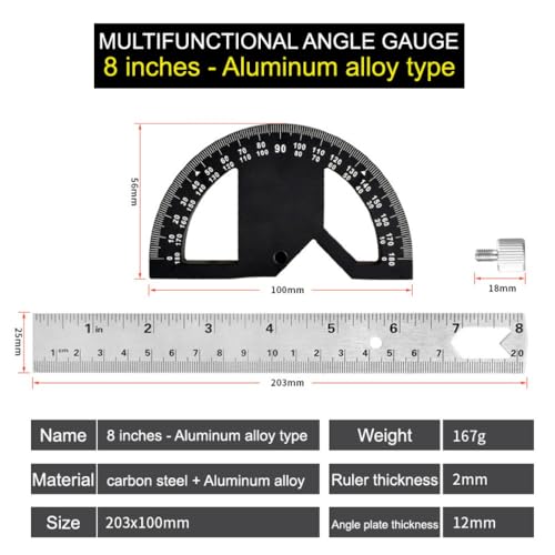 Regla medidora ángulos madera ABS 8 pulgadas miniatura 2