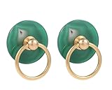 Rockcloud Pack of 2 Agate Slice Drawer Knobs Handmade Round Pull Handle Door Pulls for Cabinet Kitchen Cupboard, Green