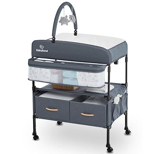 BabyBond Portable Foldable Changing Table with Baskets
