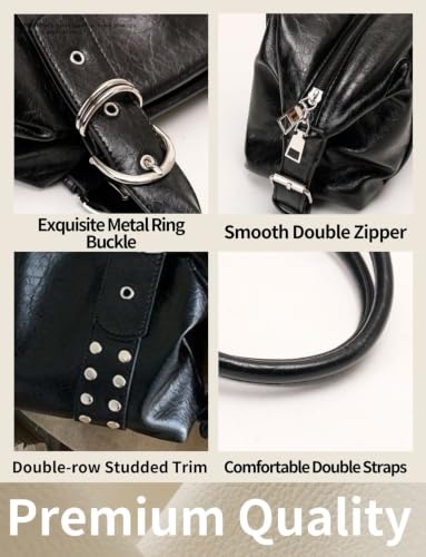 Image of Studded Purses Y2k Shoulder Bag Leather Punk Purse Grunge 2000s Handbag