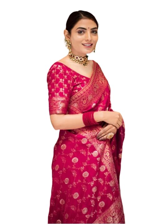 Image of Flosive Women's Soft Kangivaram Silk Saree With Copper Zari Weaving With Boluse