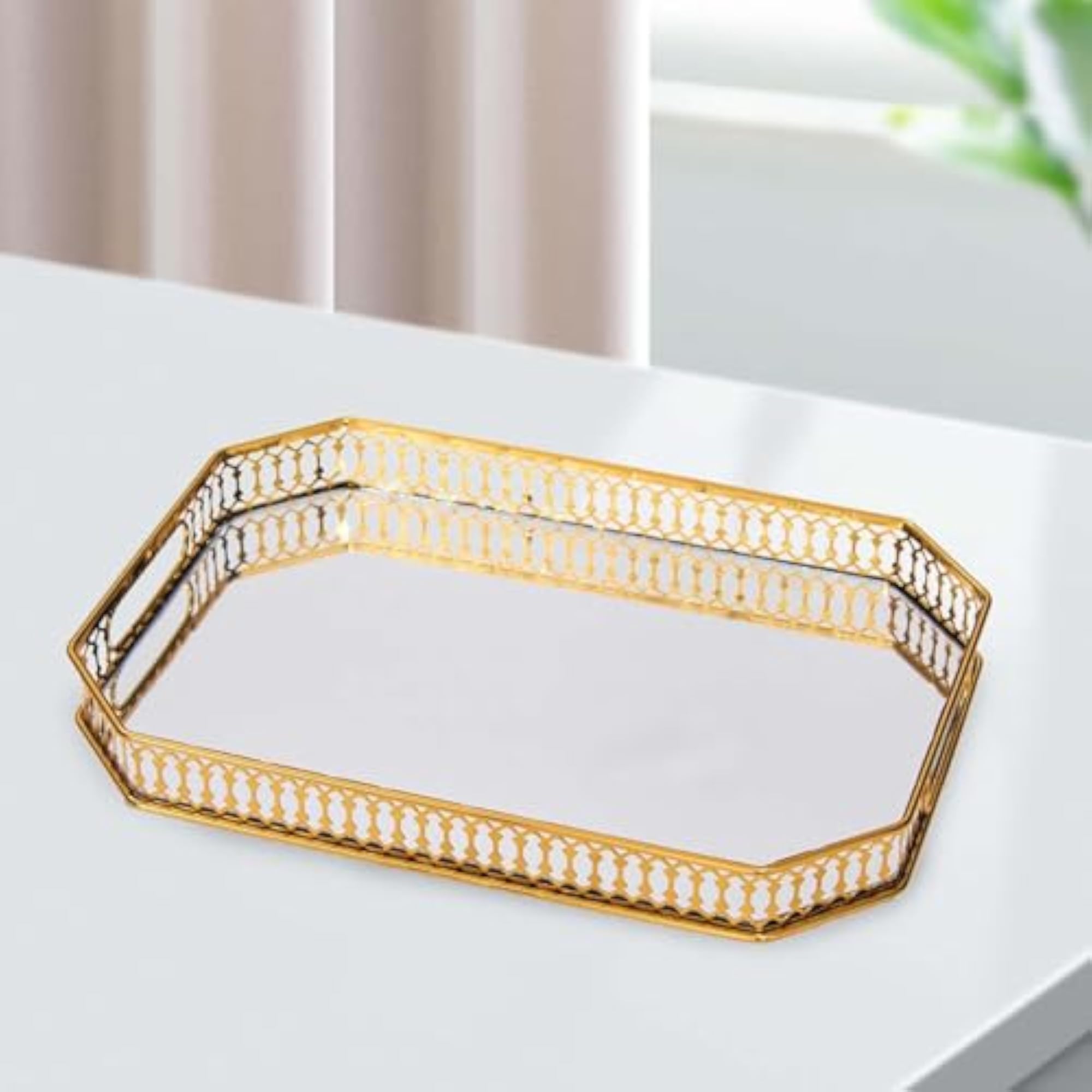 Modern Hollow Handle Makeup Organizer Tray