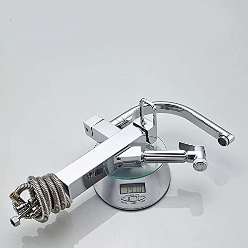 Robinet de cuisine à double bec avec mitigeur rétractable monotrou chromé - 5