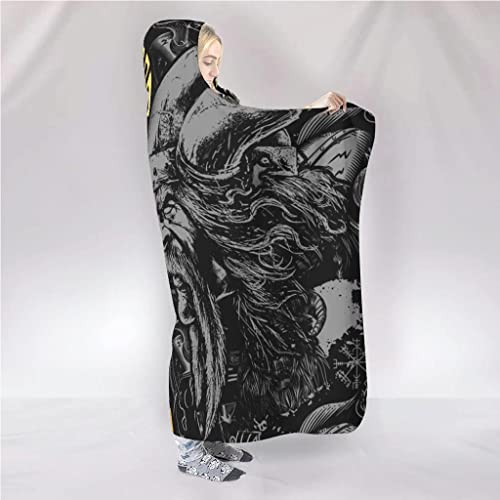 Manteau de couverture a capuchon YABEME en Sherpa premium et motif celtique 3D - 4