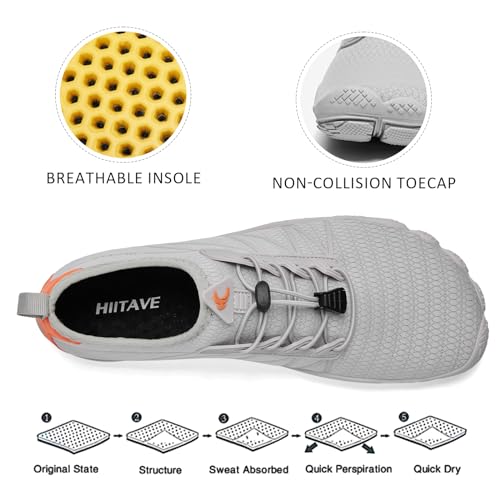 Image of HIITAVE Men Barefoot Water Shoes Beach Aqua Socks Quick Dry for Outdoor Sport Hiking Swiming Surfing