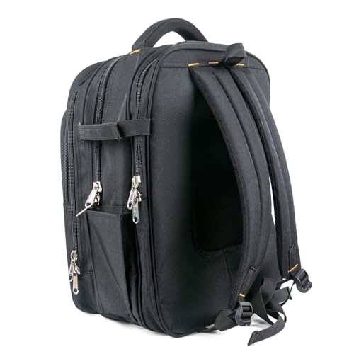 Image of FRILLA Professional Tool Backpack, 50 Pockets, Heavy-Duty Storage with Laptop Compartment, 33 x 24 x 48 cm, Black