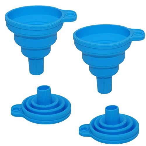 Funnels for Filling Bottles Set of 2, Food Grade Silicone Funnel for Kitchen Use. Small Collapsible Funnel Bottle Funnel for Water Liquid Protein Powder Transfer.