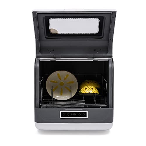 Portable Countertop Dishwasher Kitchen Mini Dish Bowl Washer Tabletop Automatic Dishwasher Deep Cleaning For Home, Apartment, Rv (White & Grey) #TOP3
