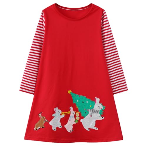 Image of HILEELANG Toddler Girl Sleeveless Dress Stripe Zigzag Cotton Casual Tunic Party Dresses