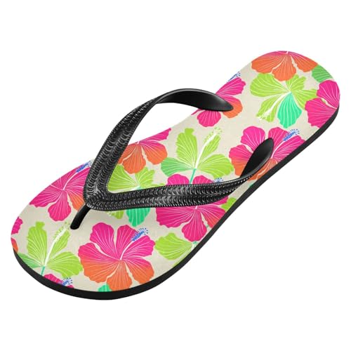 Hibiscus Flower Blossom Beige Flip Flops for Beach Thong Sandals Anti-slip Lightweight Beach Shoes for Travel Summer Outdoor2