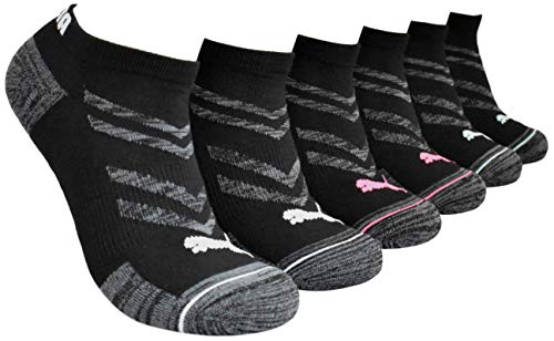 Puma - Women’s P114705-016 Performance Low Cut 6 Pack Socks (Black/Pink), Shoe Size