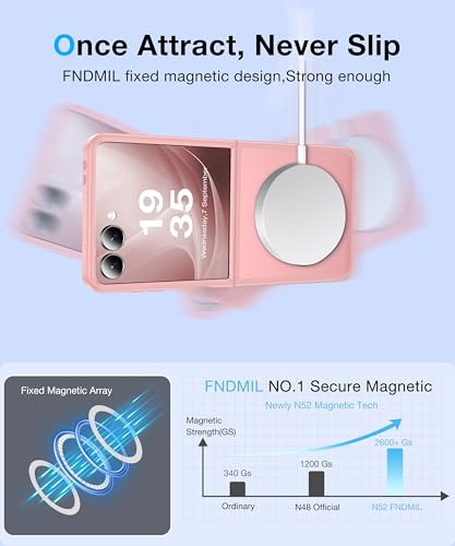 Image of NO.1 Magnetic for Samsung Galaxy Z Flip 7 Case Compatible with MagSafe [Military Grade Drop Tested][Translucent Matte][Anti-Fingerprint] Soft Silicone Bumper for Samsung Flip 7 Case Slim,Pink