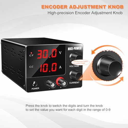 NICE-POWER DC Power Supply Variable 0~30V 0~10A, 3-Digits LED Display Current and Voltage Adjustable 150W Fixed with Encoder DC Bench Power Supply 15V 10A/30V 5A,Electroplating DIY etc PSU - Image 6