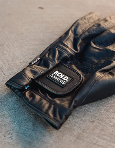 Bold Swing-Urban Black Golf Glove Mens, Worn On Left Hand, 2 Pack-Cabretta Leather, Golf Gloves Men For Right-Handed Golfer (Cadet Med) #TOP1