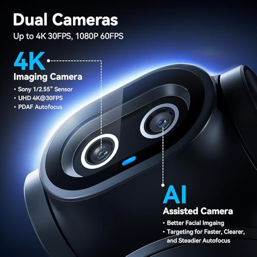 Image of eMeet PIXY 4K Dual-Camera AI-Powered PTZ Webcam with AI Tracking, 0.2s Autofocus, Sony Sensor, 3 Mics, Presets, and Gesture Control - Compatible with OBS, Twitch, Switch 2, and Streaming