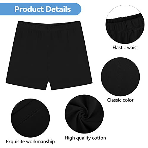 Ruisita 3 Pieces Girls Shorts Cotton Bike Shorts Girls Shorts Under Dress Soft Dance Shorts For Girls Black #TOP2
