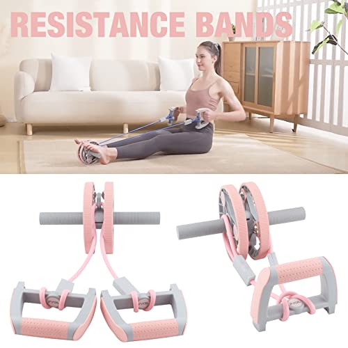 FYGL Home Gym Equipment | Ab Roller Wheel with Knee Pads | Push-Up Bars for Floor | Resistance Bands with Handles | Adjustable Dumbbell Sets | Kettlebell | Home Workout Equipment for Women (Pink)