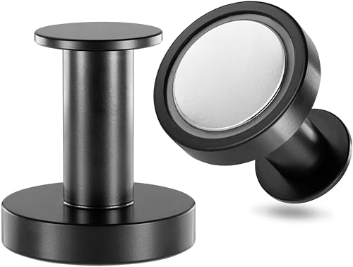 POPPSTAR Crochet Magnétique Rond Extra Fort, 2 Crochets Magnétiques Noirs en Néodyme, pour Vêtements & Serviettes