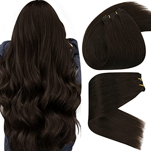 Sew in Hair Extensions Human Hair Brown #2 18inch Hair Weft Hair Extensions Real Human Hair 100g
