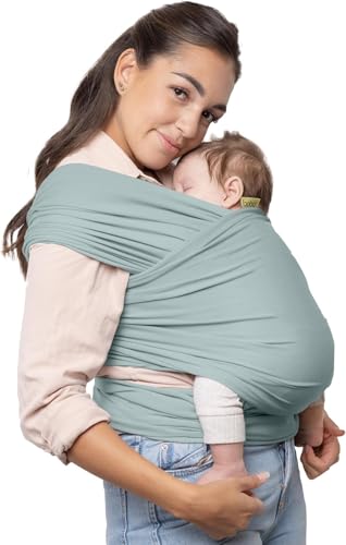 Boba fular portabebé para recién nacidos y niños - Portabebés recién nacido elástico - Porteobebé manos libres - Marsupiobebé - Portabebé y niño de 3 a 15 kilos (Serenity Sea Mist)