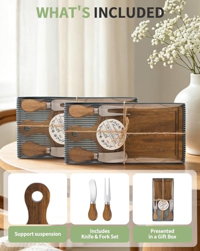 Set tabla de queso rectangular con cuchillo y tenedor miniatura 3