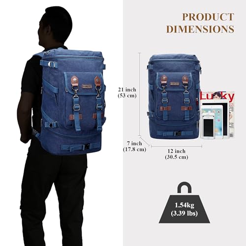 Image of WITZMAN Travel Backpack for Men Canvas Backpack Large Convertible Carry on Luggage Rucksack