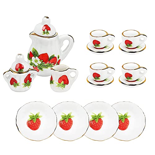HOVCEH Accesorios para casa de muñecas, juego de muebles en miniatura, vajilla de servicio de té, mini taza de té de porcelana, para niños y niñas casas de muñecas Cover