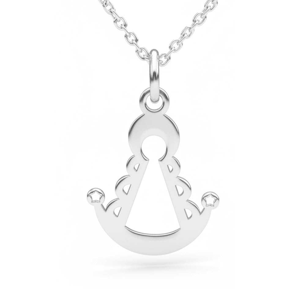 Cadena plata mujer con colgante Virgen del Rocio en plata de ley 925 - Un regalo original para los Rocieros - Es artesanal y se envía en una cajita de regalo Hand Made