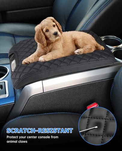 Image of INTGET Center Console Armrest Cover for Ford F150 Accessories 2009 2010 2011 2012 2013 2014 Car Middle Lid Seat Cover Protector (Black Pad, 2009-2014)