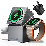 ZEEHOO 3 in 1 Wireless Charging Station for Apple MagSafe Charger Stand, Qi2 Wireless Charger,15W Magnetic Charger Dock for iPhone 16,15,14,13,12, for Apple Watch,AirPods (Metal Gray)