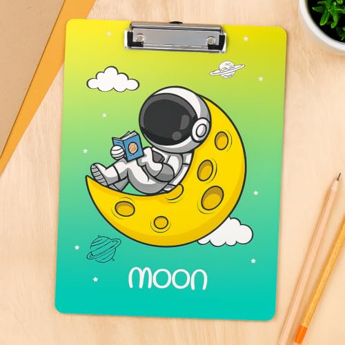 Image of Clipboard Drawing, Writing, Exam Board with Clip (Size - 24x36 cm) Sturdy, Lightweight for Office, School, College - Space Moon