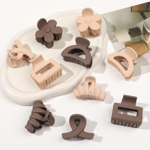 Image of 10 pcs Small Claw Clips for Women Girls, Mini Matte Hair Clips for Thin /Medium Hair, Nonslip Claw Clips for Short Hair Accessories, Cute Mini Hair Claw Clips for Fine Hair