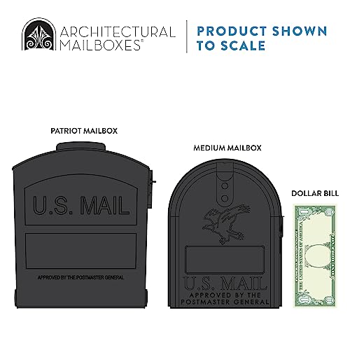Architectural Mailboxes Patriot Medium Capacity, Plastic Post Mount Mailbox, Black #TOP6