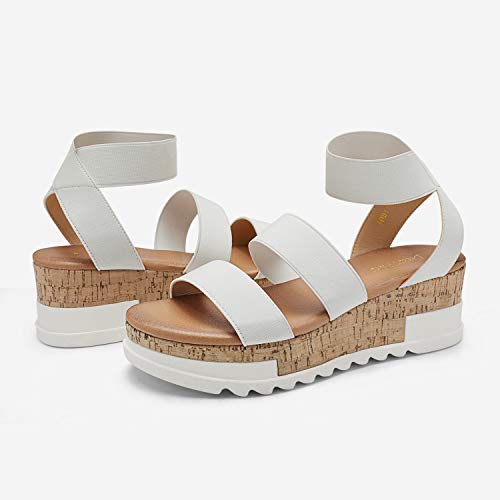 DREAM PAIRS Women's Open Toe Elastic Ankle Strap Casual Flatform Platform Wedges Sandals2