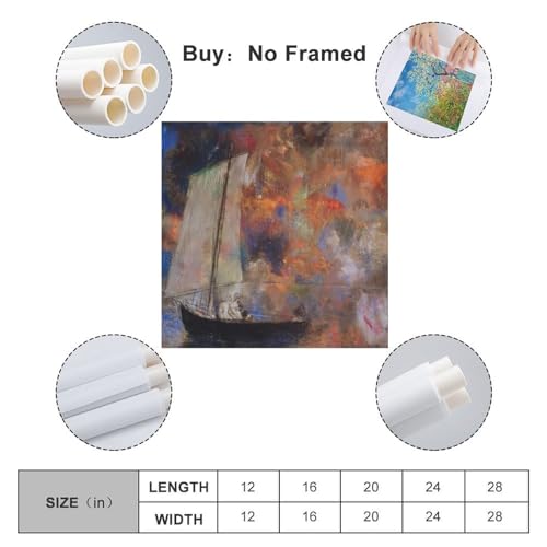 Impression sur toile Odilon Redon Fleurs et nuages de format carré 60x60 cm
