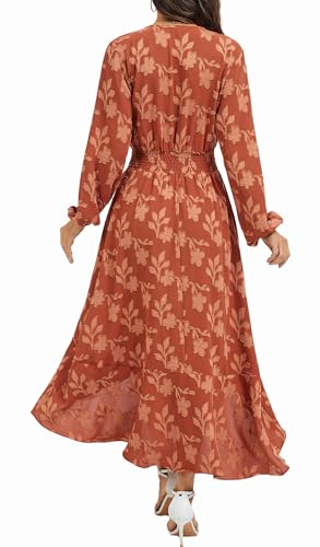 Image of Kormei Womens Short Sleeve Floral Maxi Dress High Low V-Neck Flowy Party Long Dresses