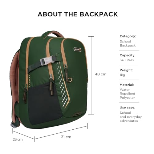 Image of Ergo43 Classic Ergonomic School Bag | Posture & Spine Support, Lumbar Padding, Lightweight | 34L Daily School Backpack
